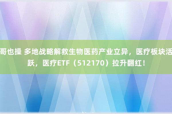 哥也操 多地战略解救生物医药产业立异，医疗板块活跃，医疗ETF（512170）拉升翻红！