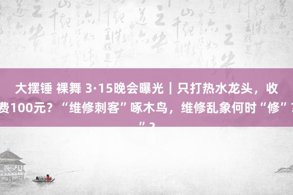 大摆锤 裸舞 3·15晚会曝光｜只打热水龙头，收费100元？“维修刺客”啄木鸟，维修乱象何时“修”？