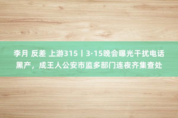 李月 反差 上游315丨3·15晚会曝光干扰电话黑产，成王人公安市监多部门连夜齐集查处