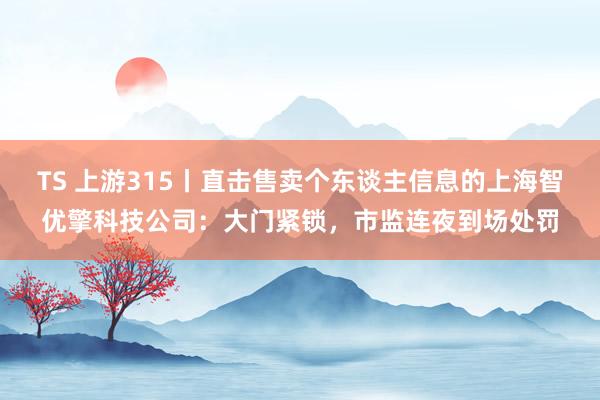 TS 上游315丨直击售卖个东谈主信息的上海智优擎科技公司：大门紧锁，市监连夜到场处罚