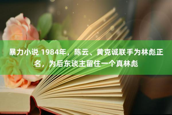 暴力小说 1984年，陈云、黄克诚联手为林彪正名，为后东谈主留住一个真林彪