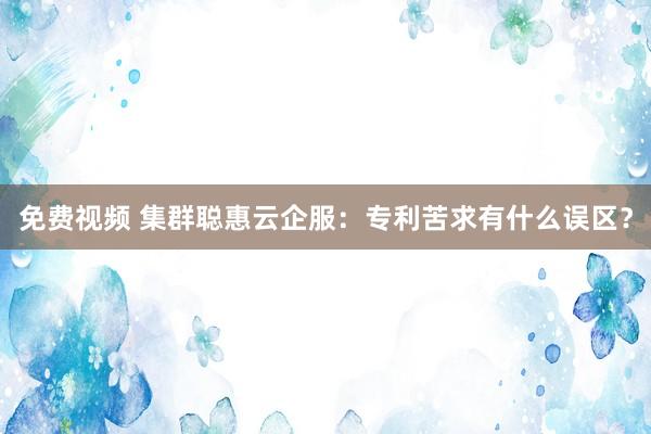 免费视频 集群聪惠云企服：专利苦求有什么误区？
