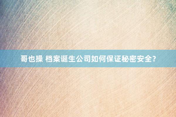 哥也操 档案诞生公司如何保证秘密安全？