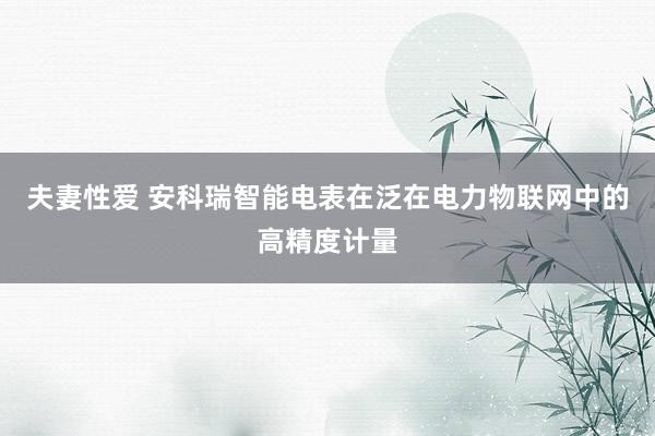 夫妻性爱 安科瑞智能电表在泛在电力物联网中的高精度计量