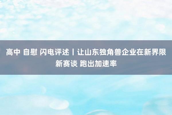 高中 自慰 闪电评述丨让山东独角兽企业在新界限新赛谈 跑出加速率
